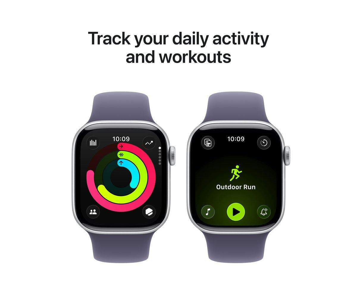 Apple Watch Series 11 | GPS | 46mm | Silver Aluminium | Purple Fog Sport Band | M/L-14