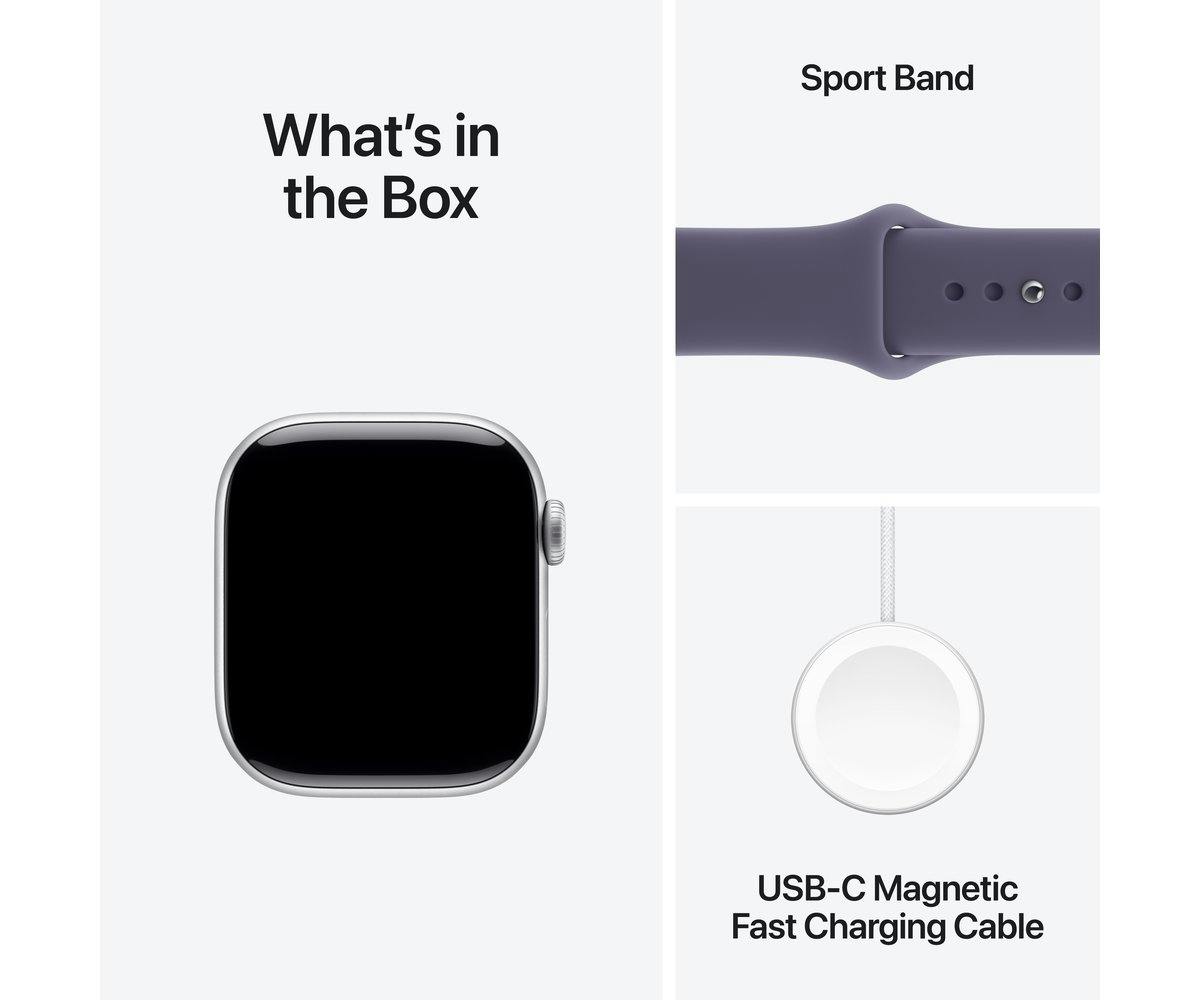 Apple Watch Series 11 | GPS | 46mm | Silver Aluminium | Purple Fog Sport Band | S/M-19