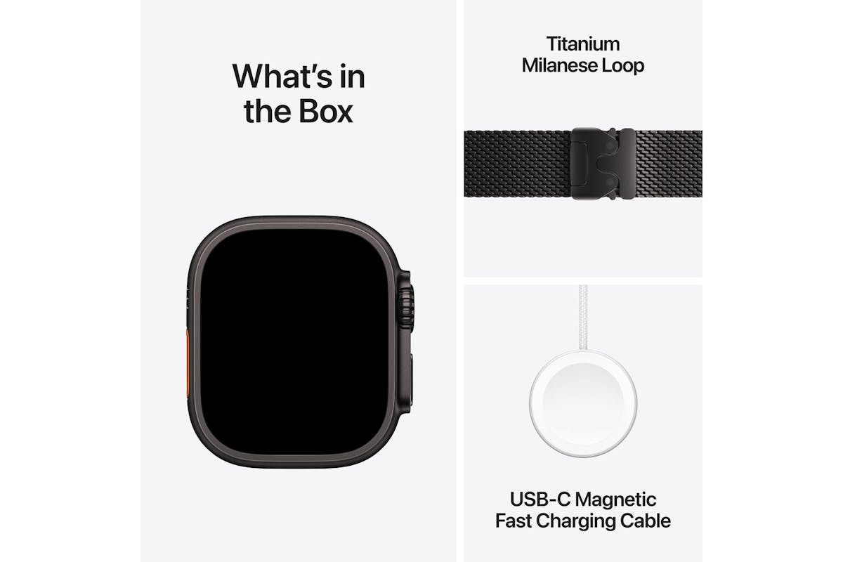 Apple Watch Ultra 3 | GPS + Cellular | 49mm | Black Titanium | Black Titanium Milanese Loop | Large-19