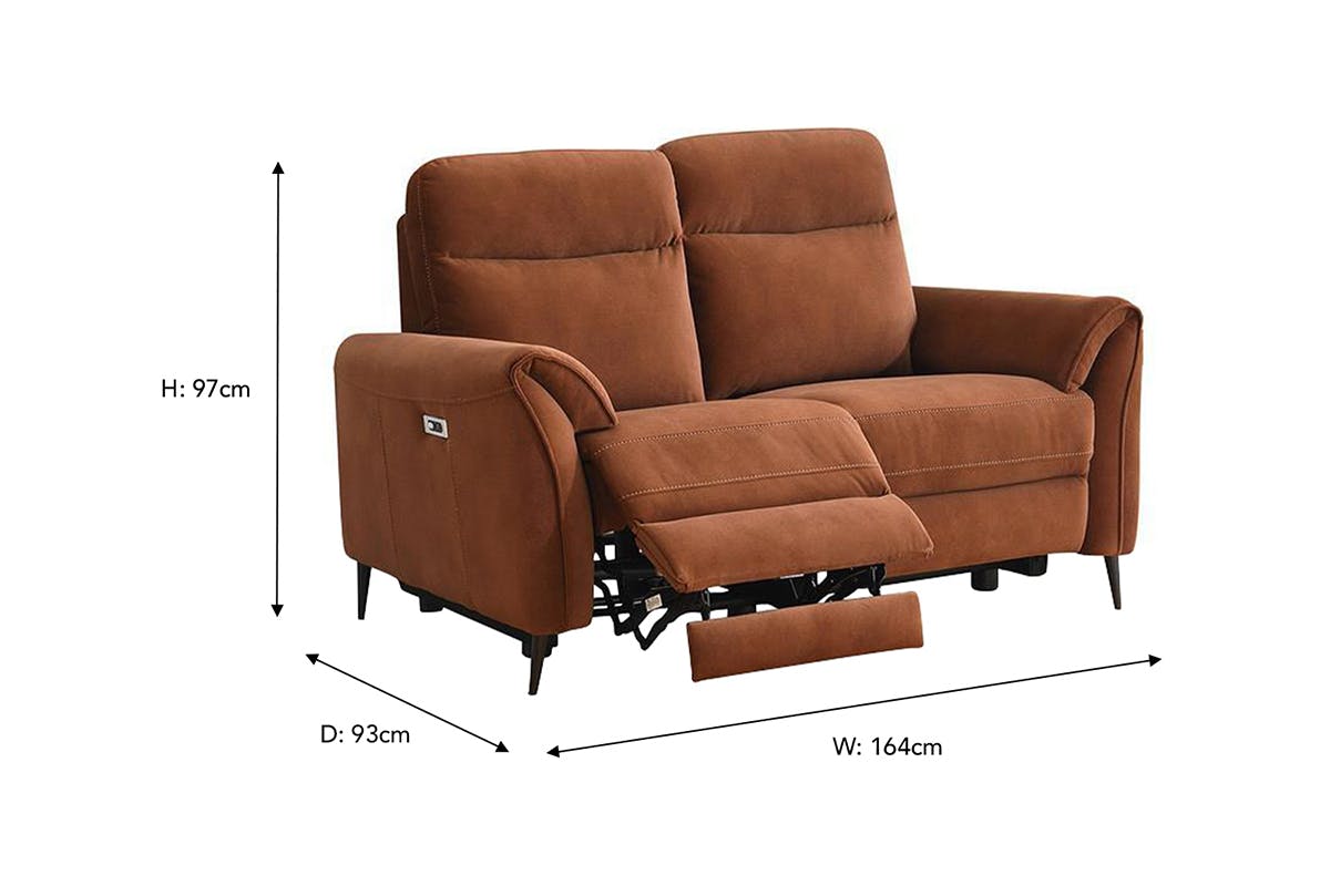 Arbour 2 Seater Sofa | Power Recliner | Fabric | Rust-3