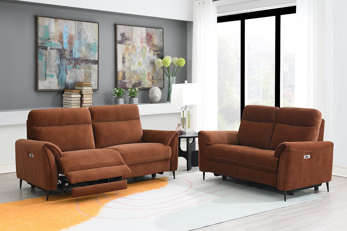 Arbour 2 Seater Sofa | Power Recliner | Fabric | Rust-2