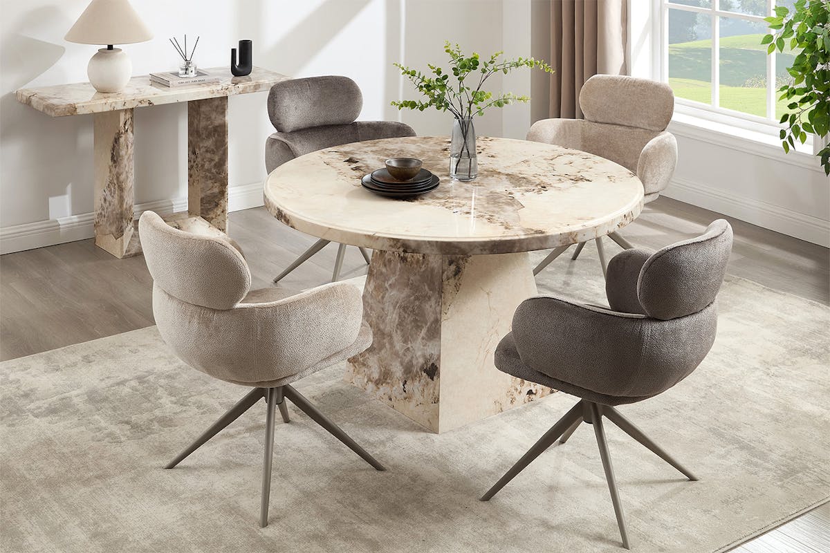 Canova Round Dining Table | Mottled Mocha-2
