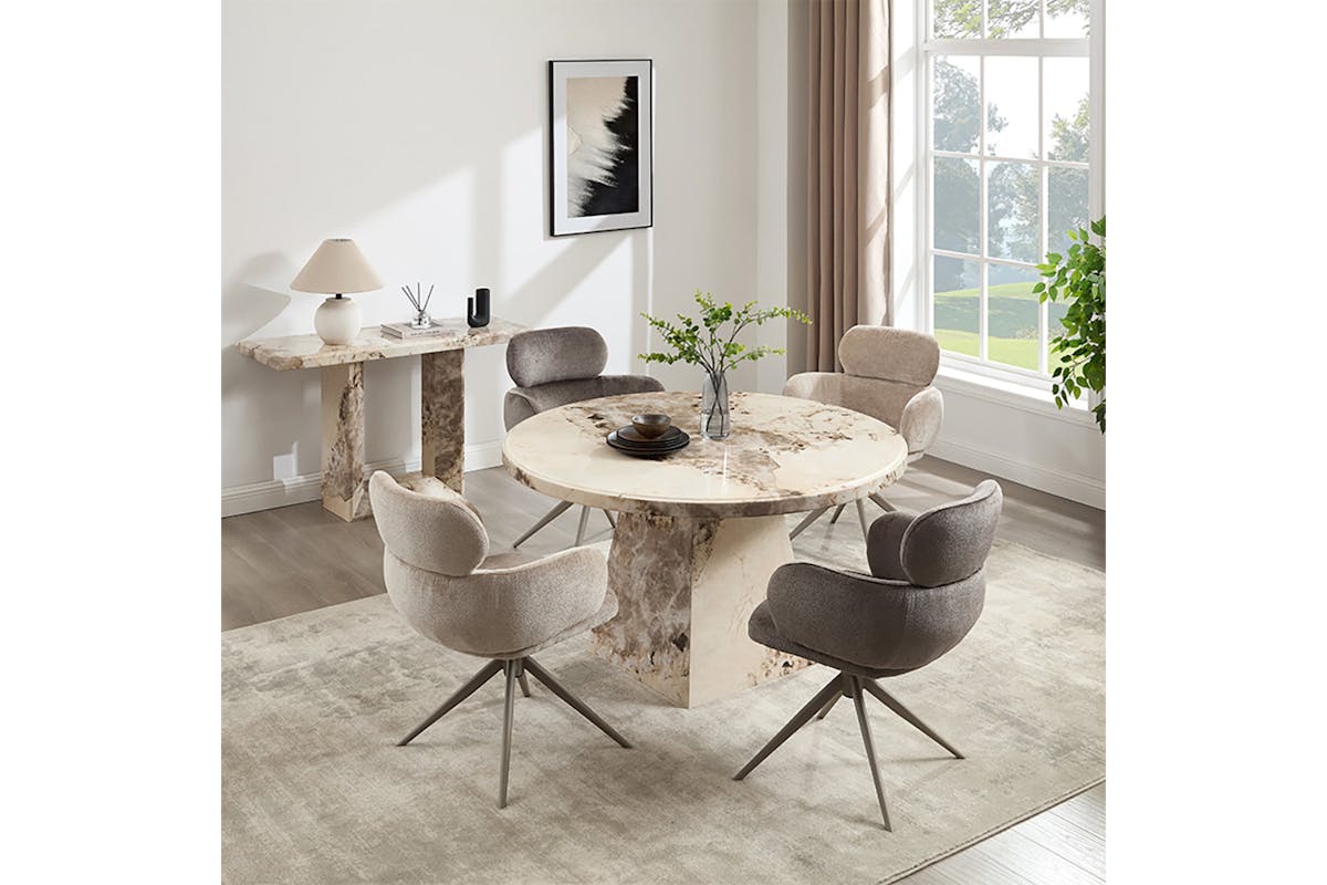 Canova Round Dining Table | Mottled Mocha-7