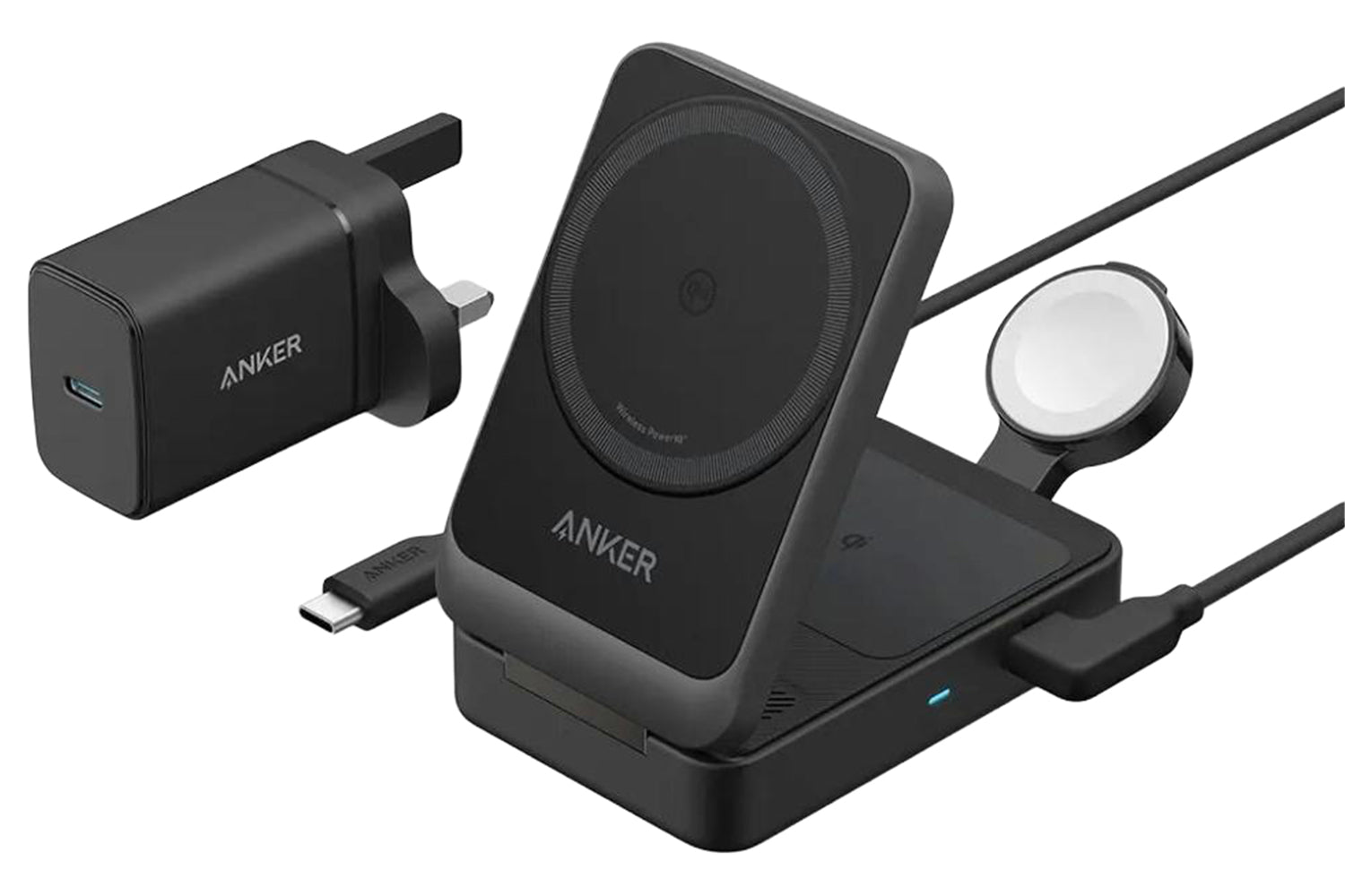 Anker MagGo 3-in-1 15W Wireless Charging Station | Black