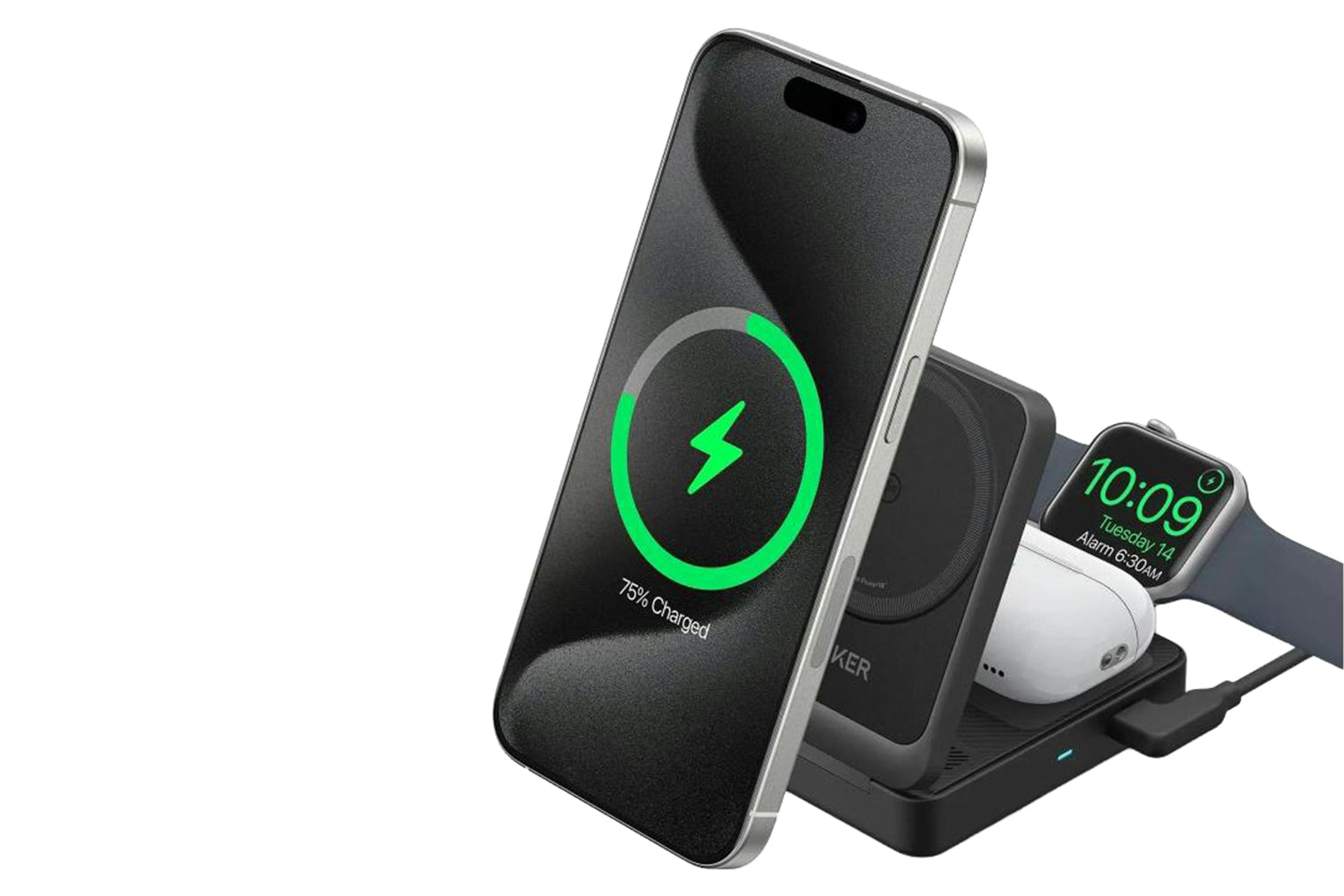 Anker MagGo 3-in-1 15W Wireless Charging Station | Black-2