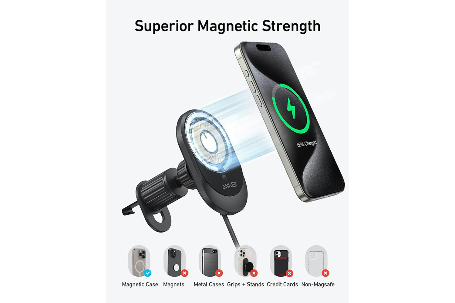 Anker Refurbished MagSafe 15W Wireless Car Charger-4