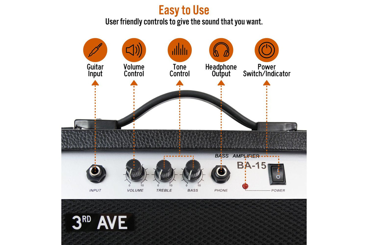 3rd Avenue 15 Watt Bass Guitar Amp-3