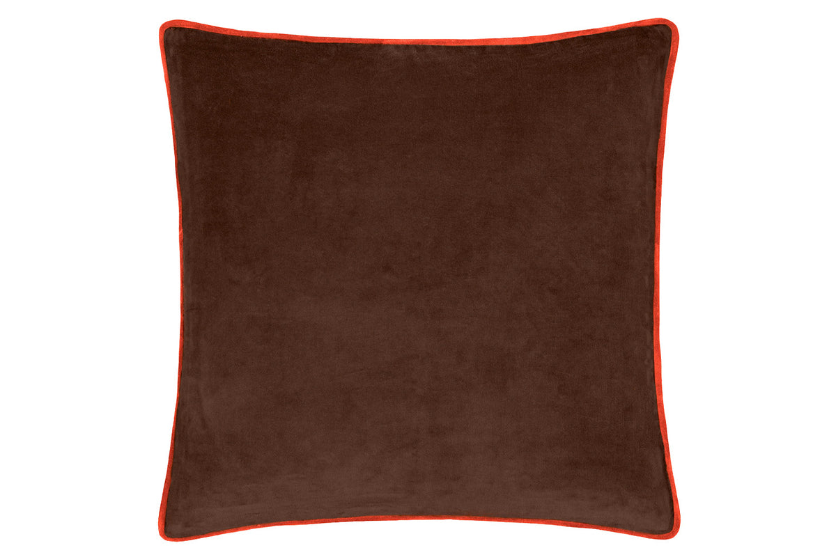 Bailey Piped Cushion | Chocolate/Orange | 50 x 50 cm