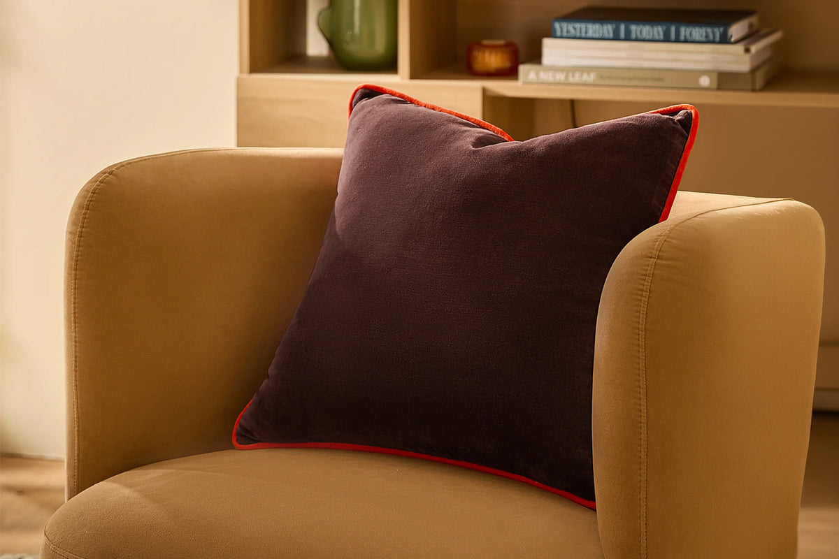 Bailey Piped Cushion | Chocolate/Orange | 50 x 50 cm-5