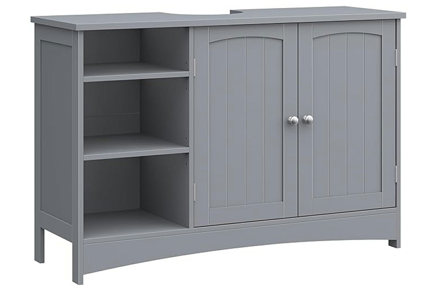 Vasagle Vanity Unit, Bathroom Cabinet, Extra Long, 30 X 90 X 60 Cm, Bathroom Cabinet With Double Doors And Open Shelf, Adjustable Shelves, Dove Gray Bbc410p36