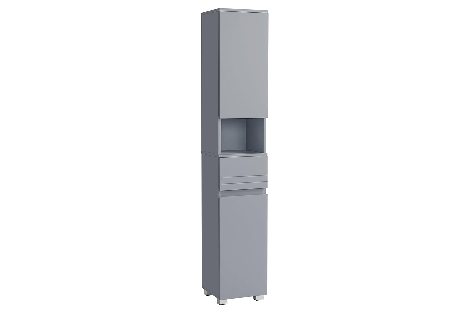 Vasagle Bathroom Cabinet, Bathroom Cabinet With One Drawer, Adjustable Shelves, Open Compartment, 30 X 30 X 170 Cm, Mystical Grey Bbc560p36