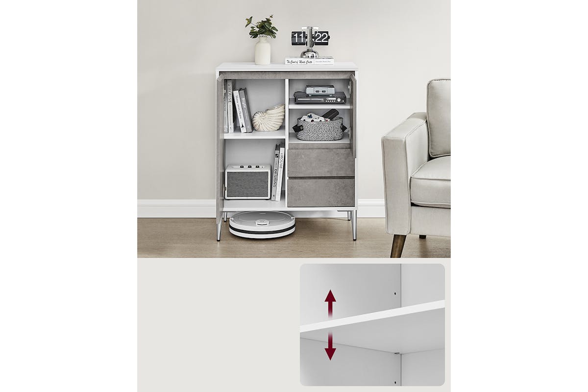 Vasagle Sideboard Storage Cabinet With 2 Drawers | Concrete Grey-3