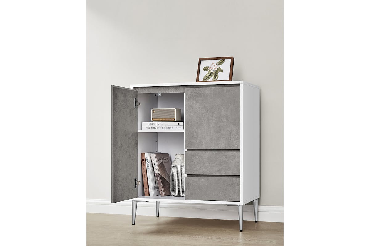 Vasagle Sideboard Storage Cabinet With 2 Drawers | Concrete Grey-7
