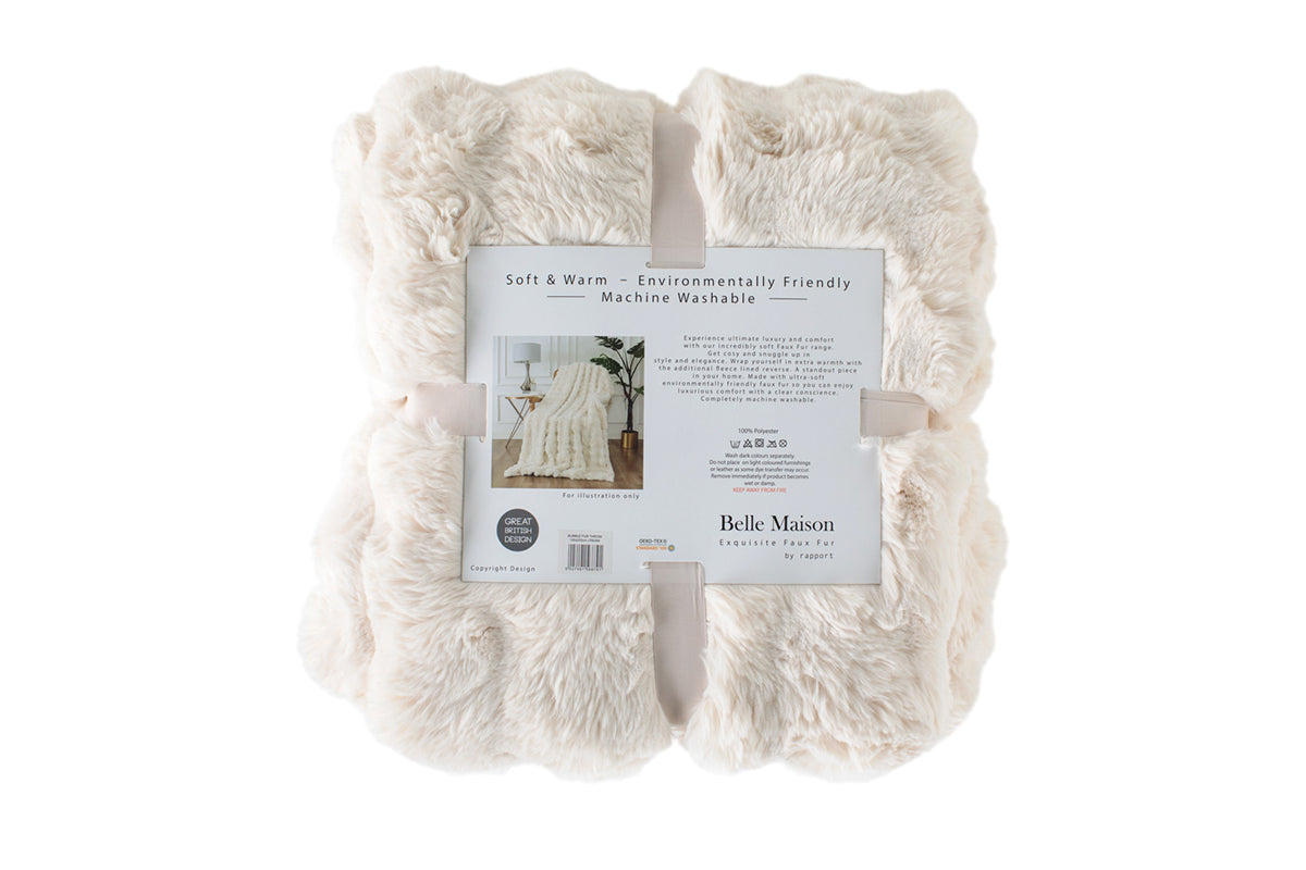 Belle Maison | Luxury 3D Fur Blanket | Cream | 150 x 200 cm-3
