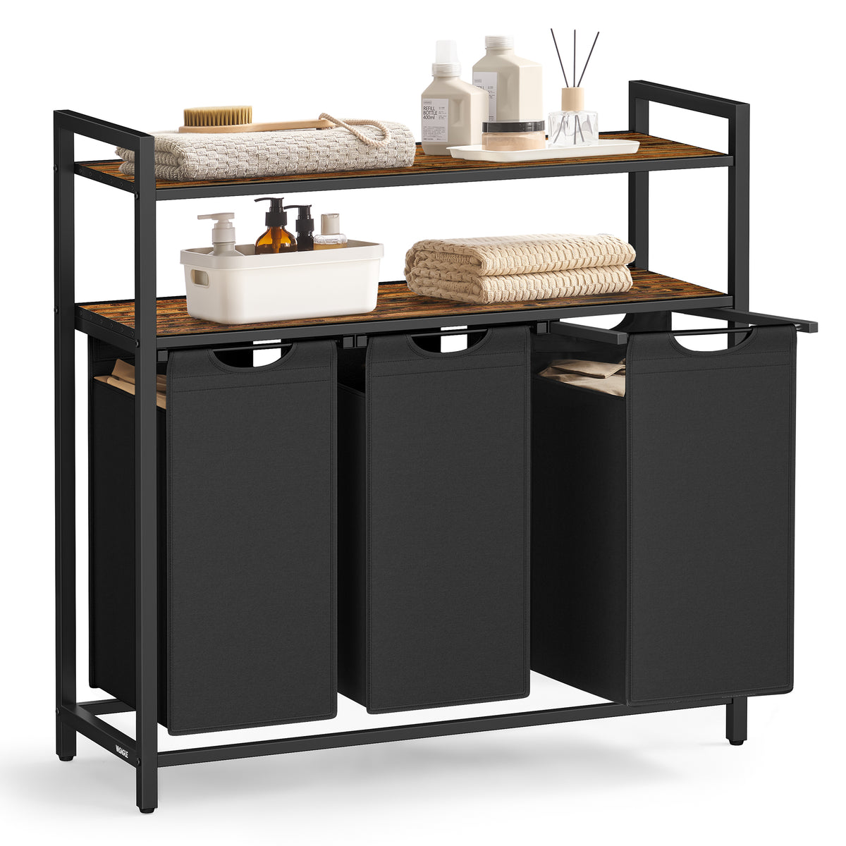Vasagle Laundry Basket | Laundry Hamper | Mdf & Steel | 3 Compartments