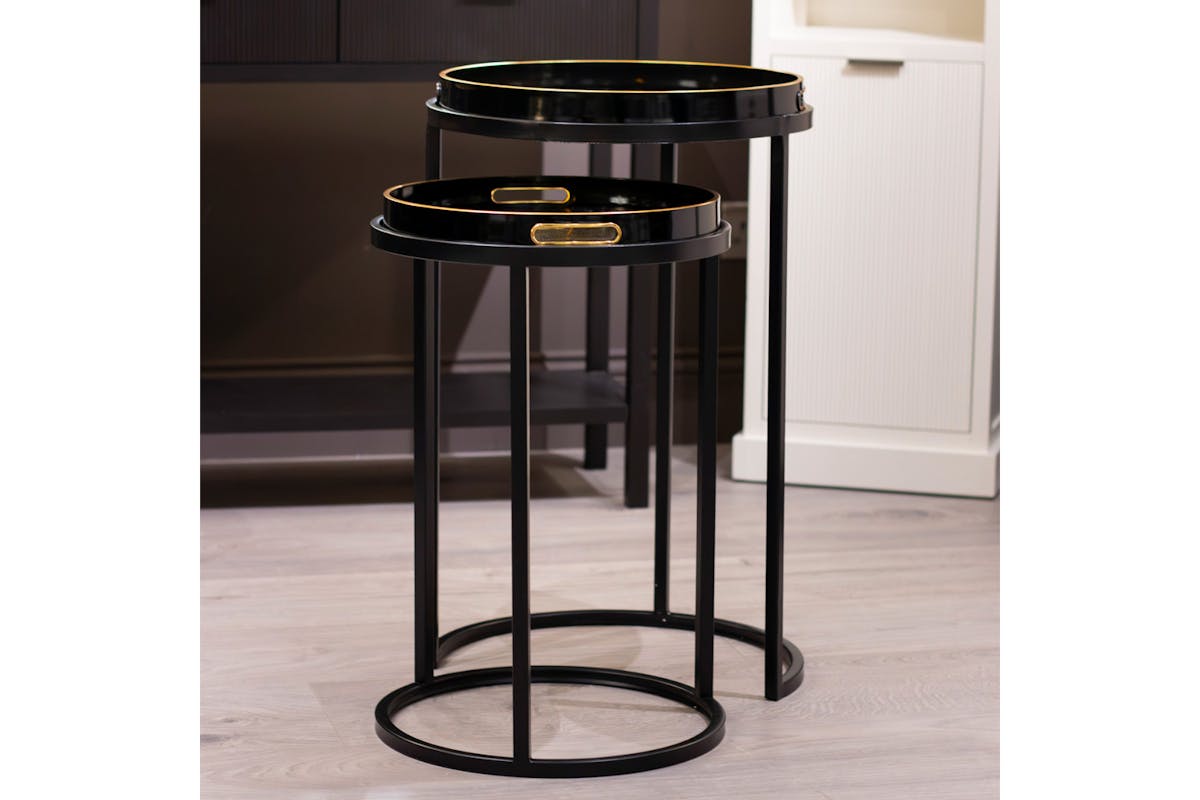 Bruna Tray Table | Black/Gold | Set of 2-2