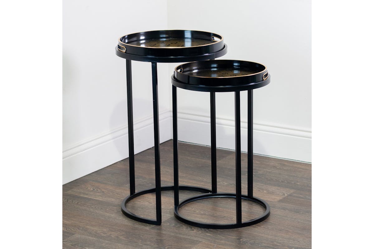 Bruna Tray Table | Black/Gold | Set of 2-11