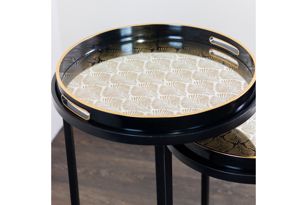 Bruna Tray Table | Black/Gold | Set of 2-9