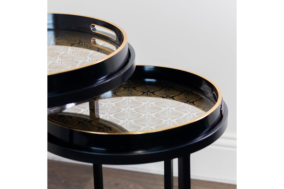 Bruna Tray Table | Black/Gold | Set of 2-10