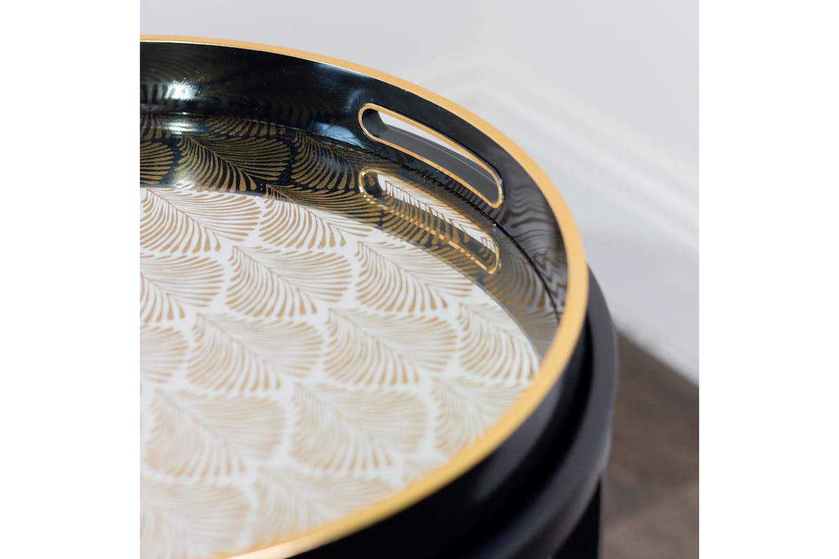 Bruna Tray Table | Black/Gold | Set of 2-5