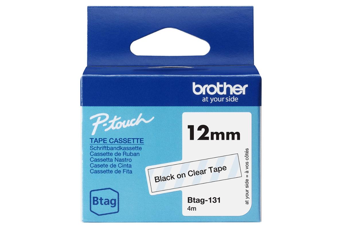 Brother Btag-131 12mm Labelling Tape Cassette | Black on Clear