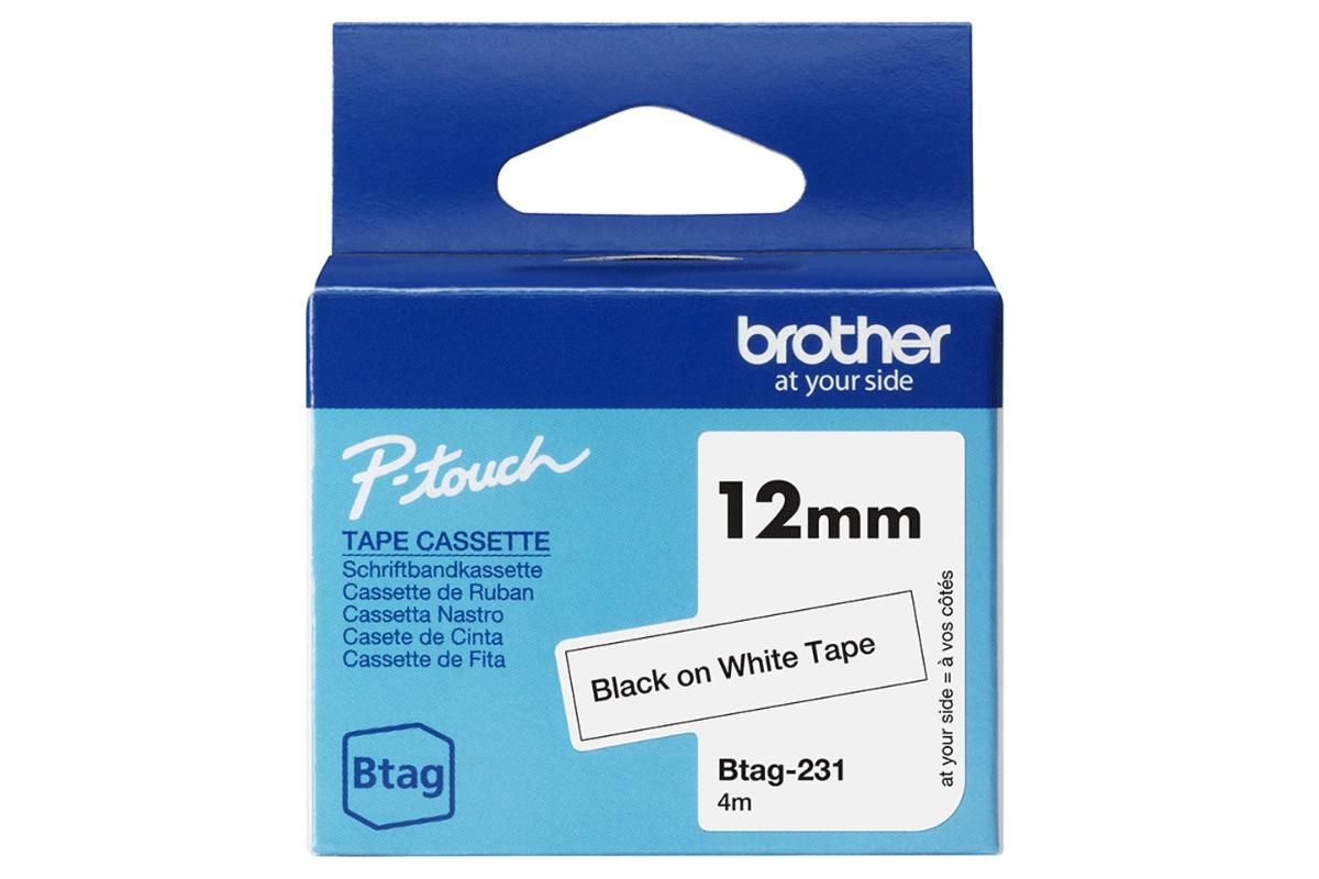 Brother Btag-231 12mm Labelling Tape Cassette | Black on White