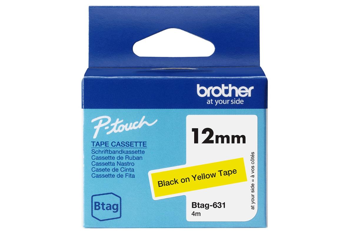 Brother Btag-631 12mm Labelling Tape Cassette | Black on Yellow