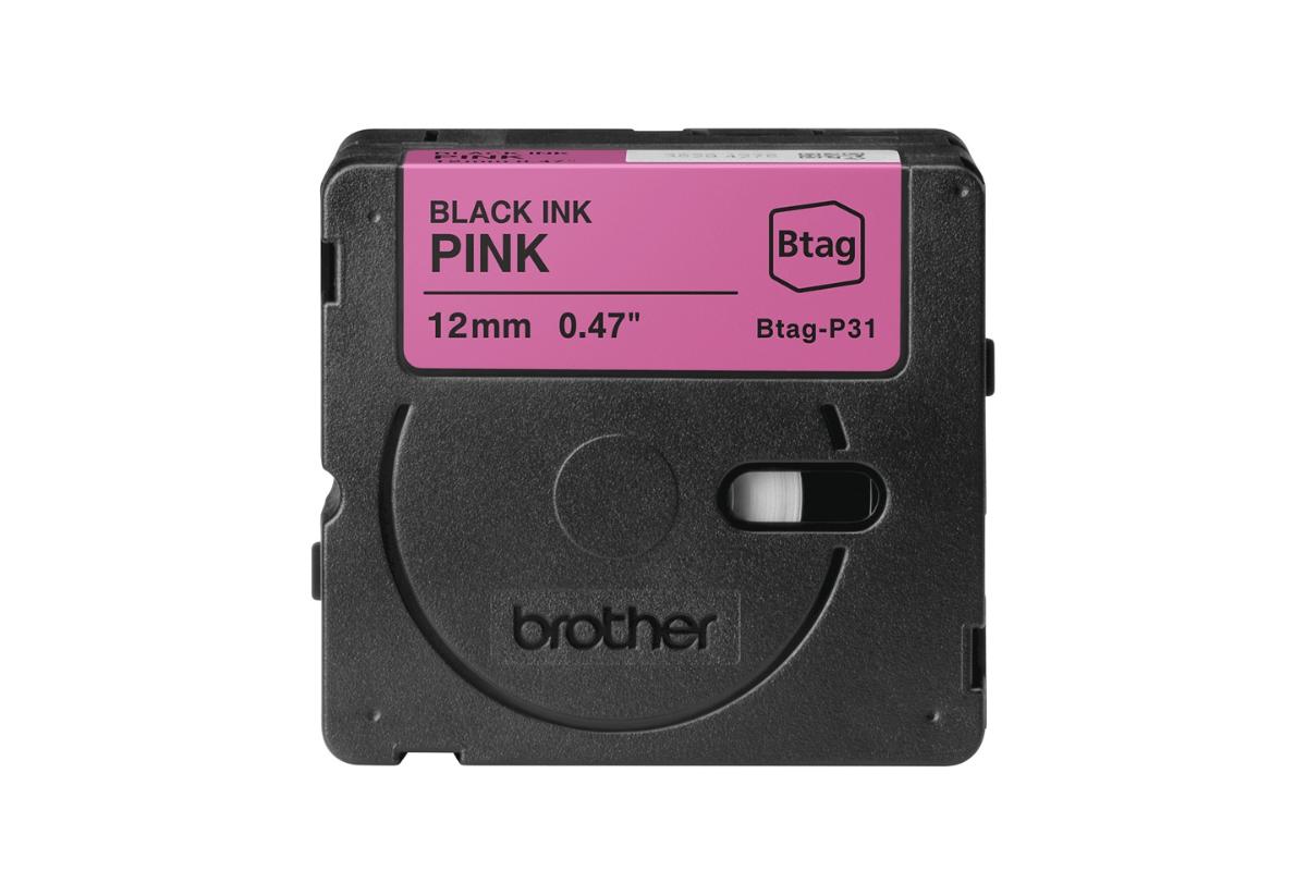 Brother Btag-P31 12mm Labelling Tape Cassette | Black on Pink-3