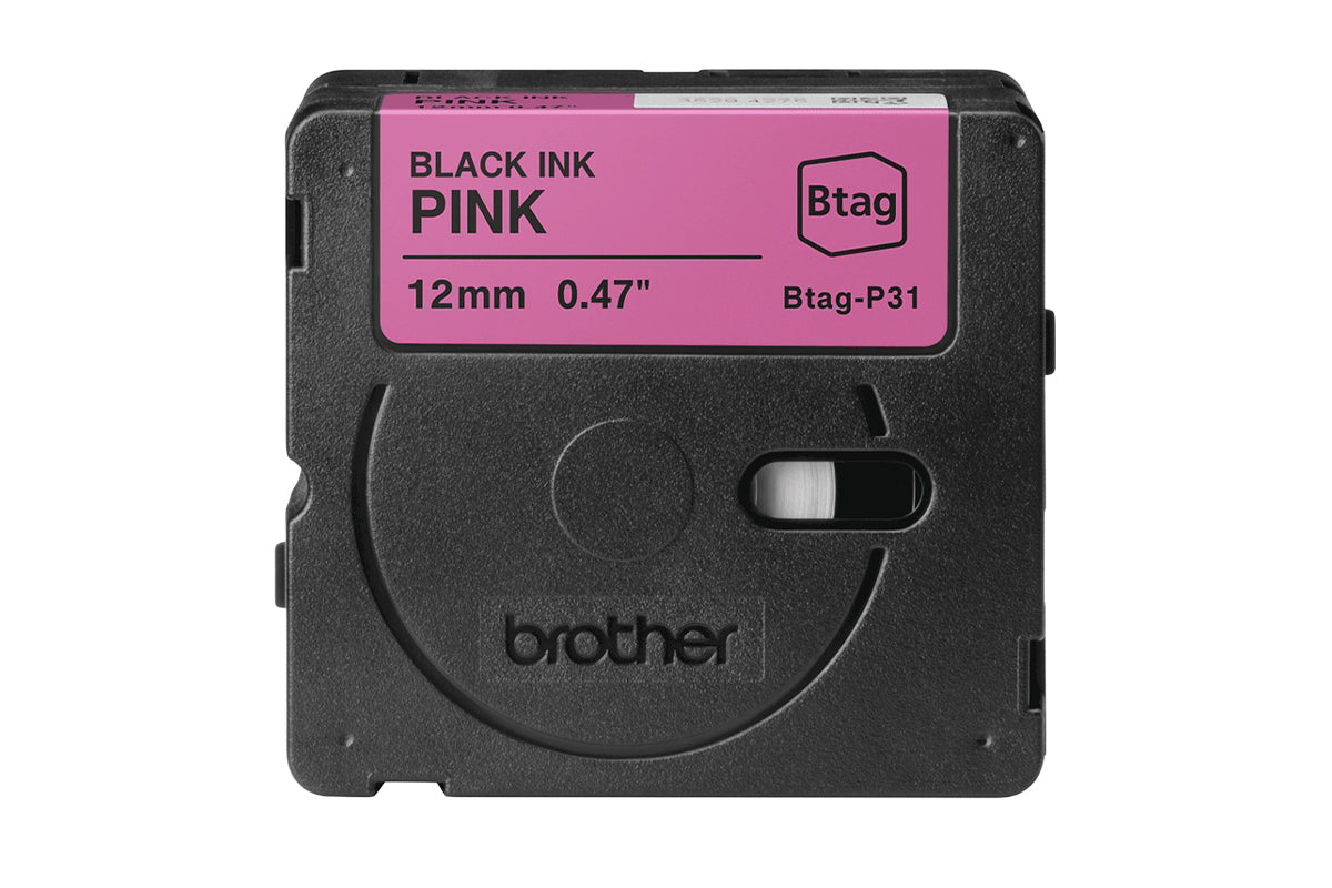Brother Btag-P31 12mm Labelling Tape Cassette | Black on Pink-2