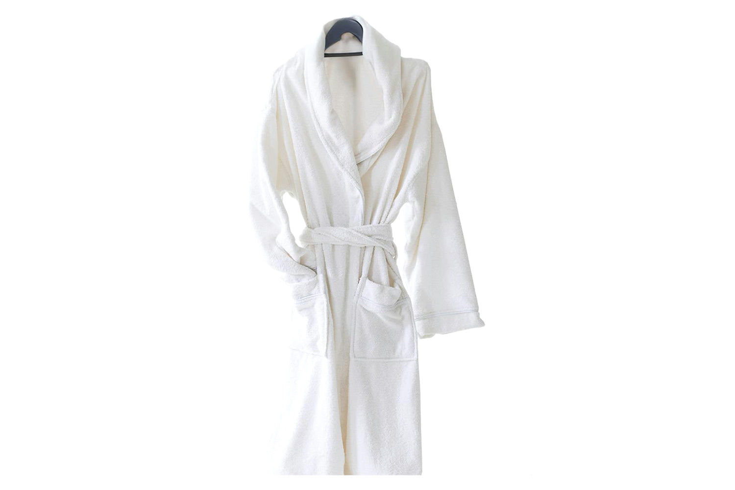 Cotton Terry Shawl Collar Large Bathrobe | White