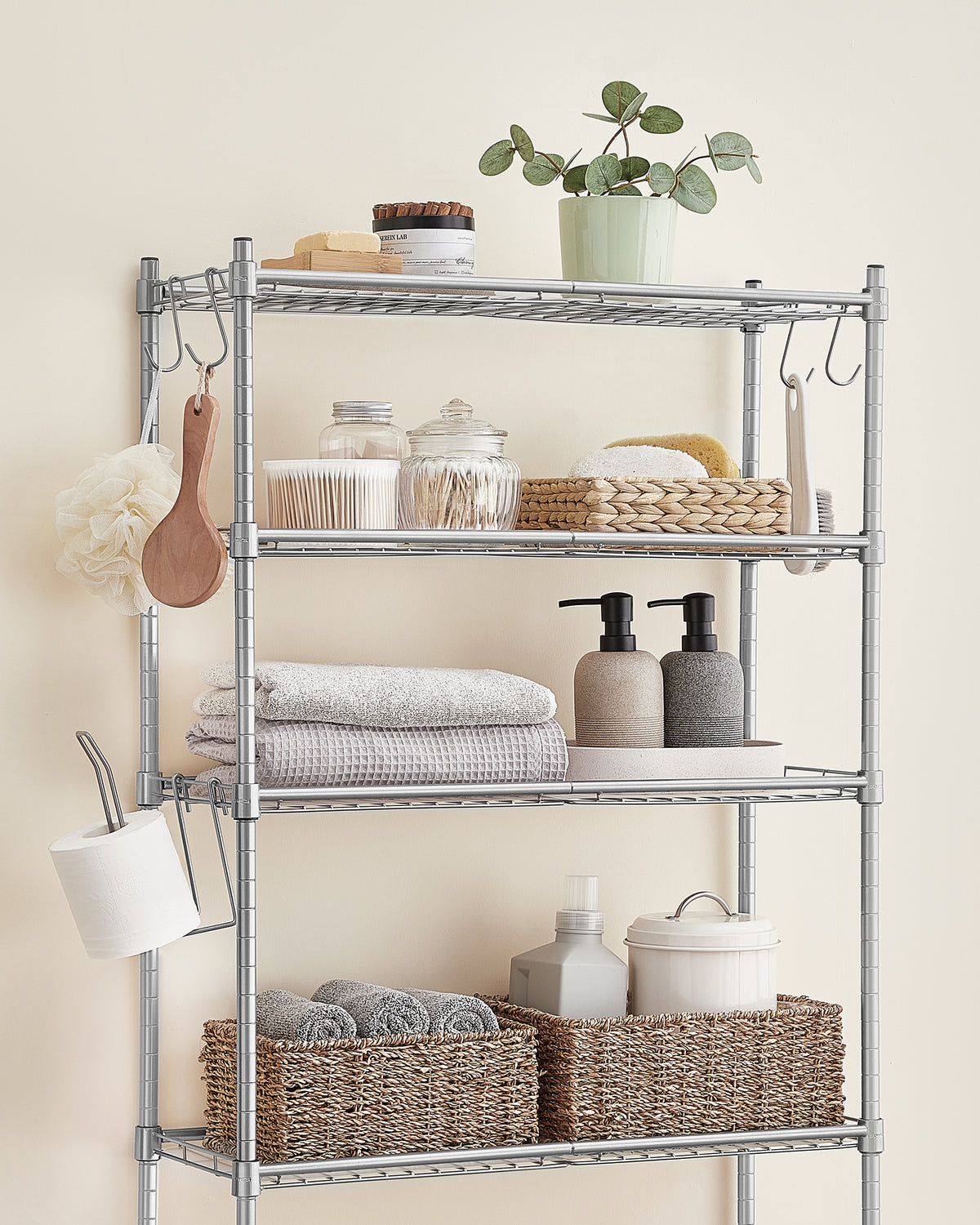 4 Tier Over The Toilet Storage Rack | Bathroom Storage Shelf | Steel | 30 X 63 X 176 Cm-3