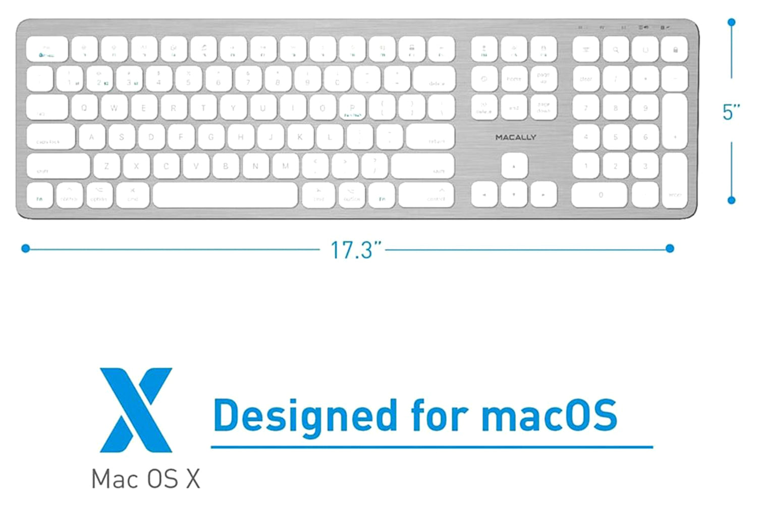 Macally Ultra Slim Bluetooth Wireless Keyboard | Brushed Stainless Steel-2