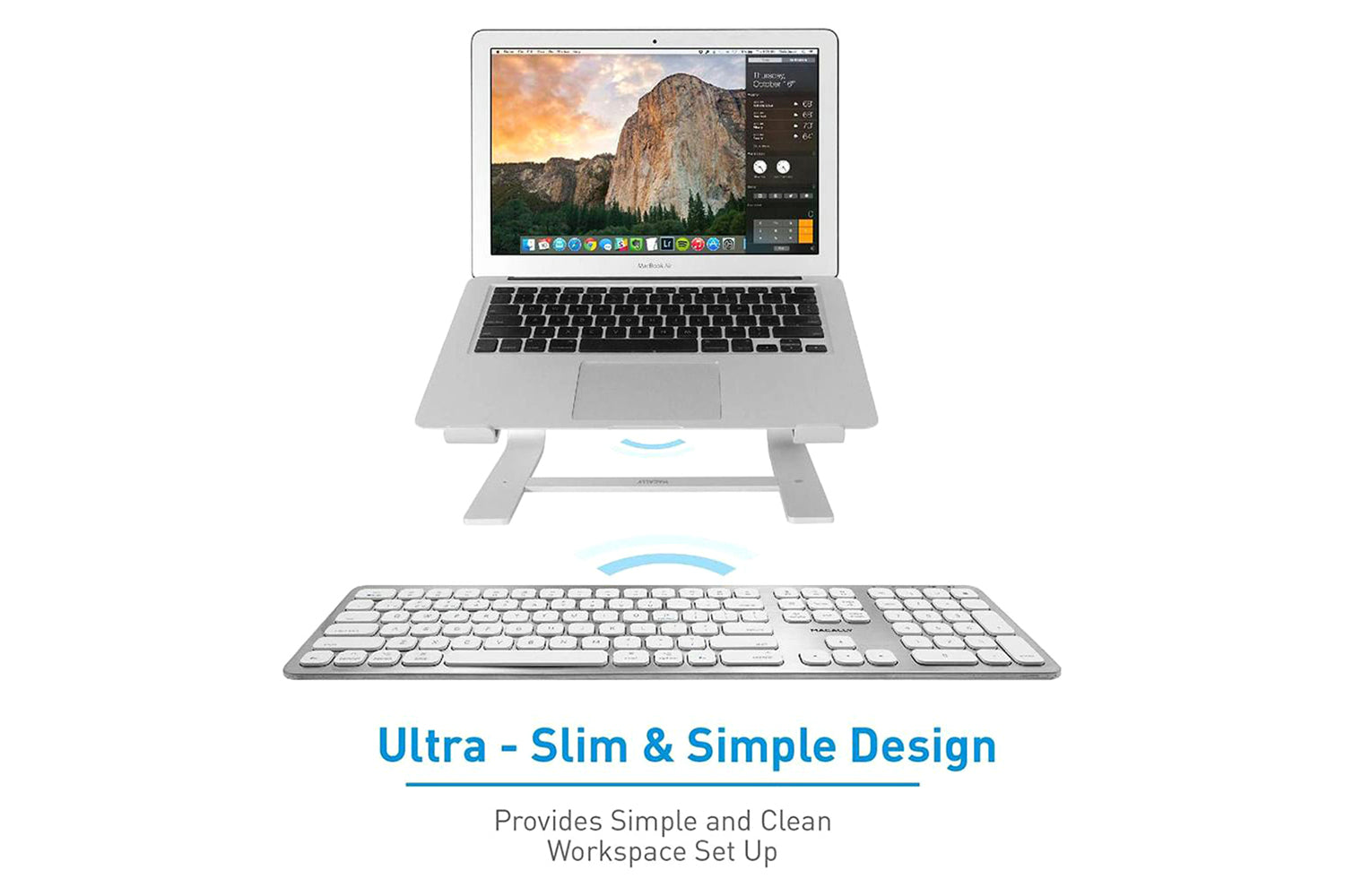 Macally Ultra Slim Bluetooth Wireless Keyboard | Brushed Stainless Steel-4