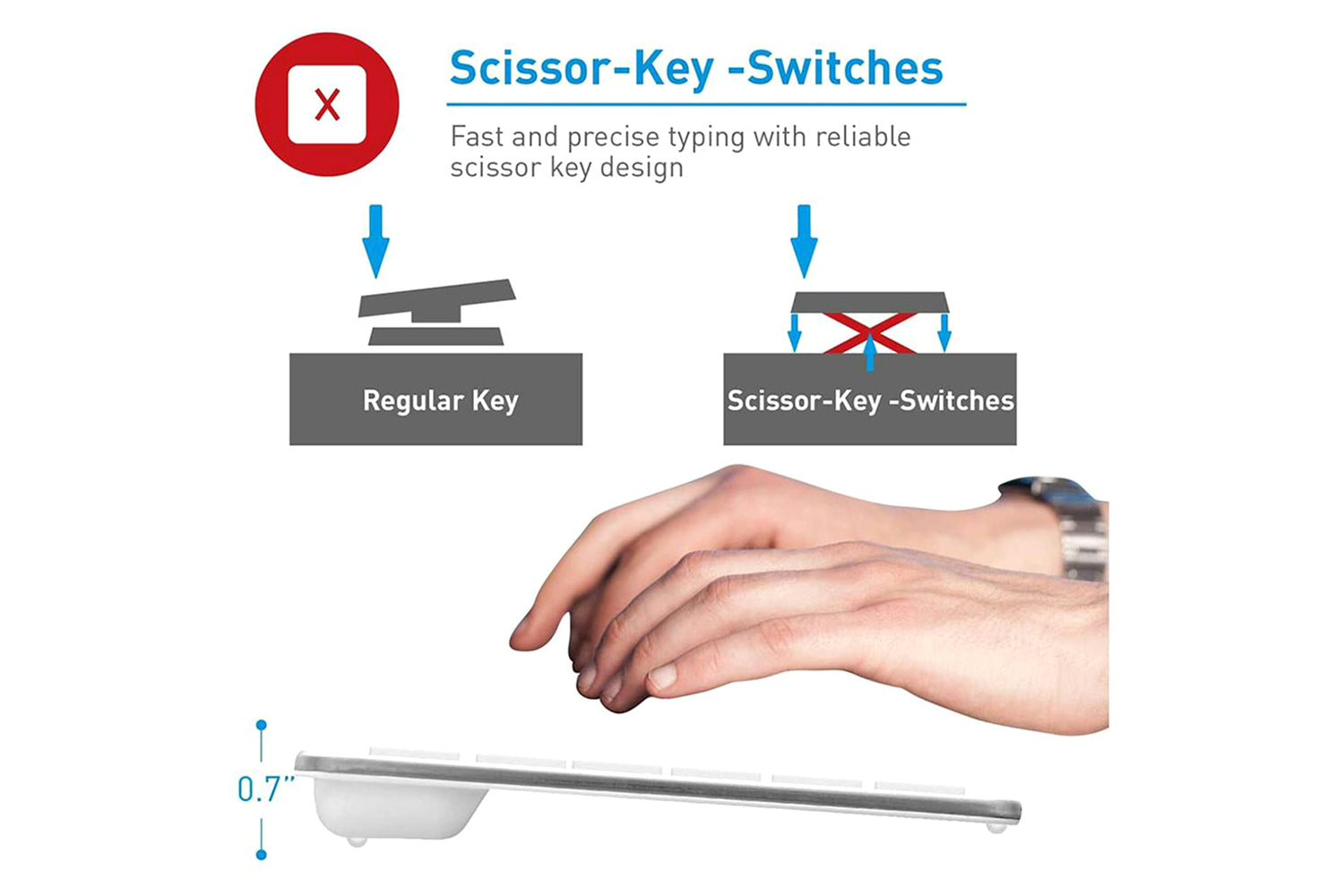 Macally Ultra Slim Bluetooth Wireless Keyboard | Brushed Stainless Steel-7
