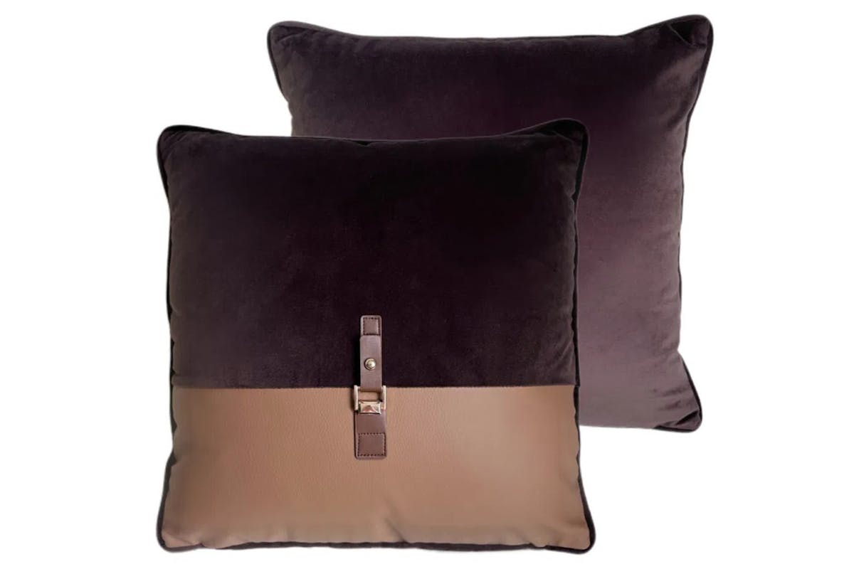 Paul Moneypenny Buckle-Up Cushion | Chocolate | 45 x 45 cm-3