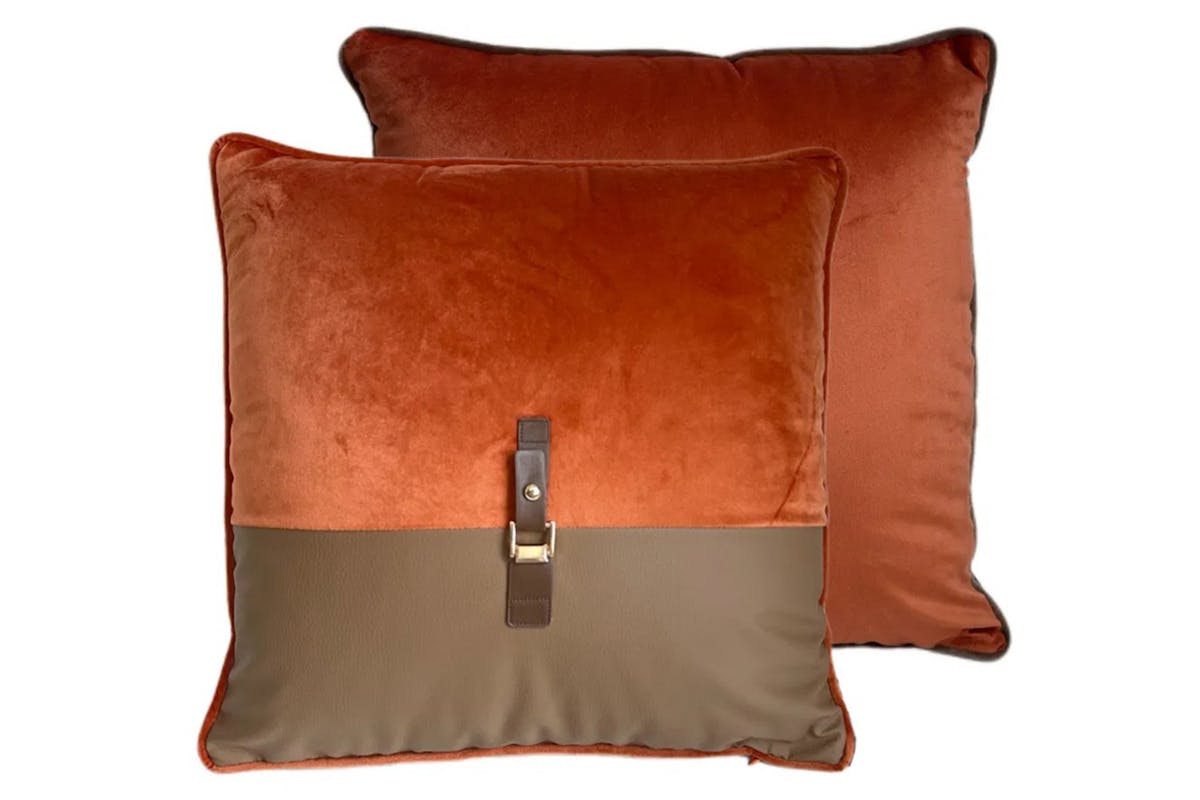 Paul Moneypenny Buckle-Up Cushion | Orange | 45 x 45 cm-3