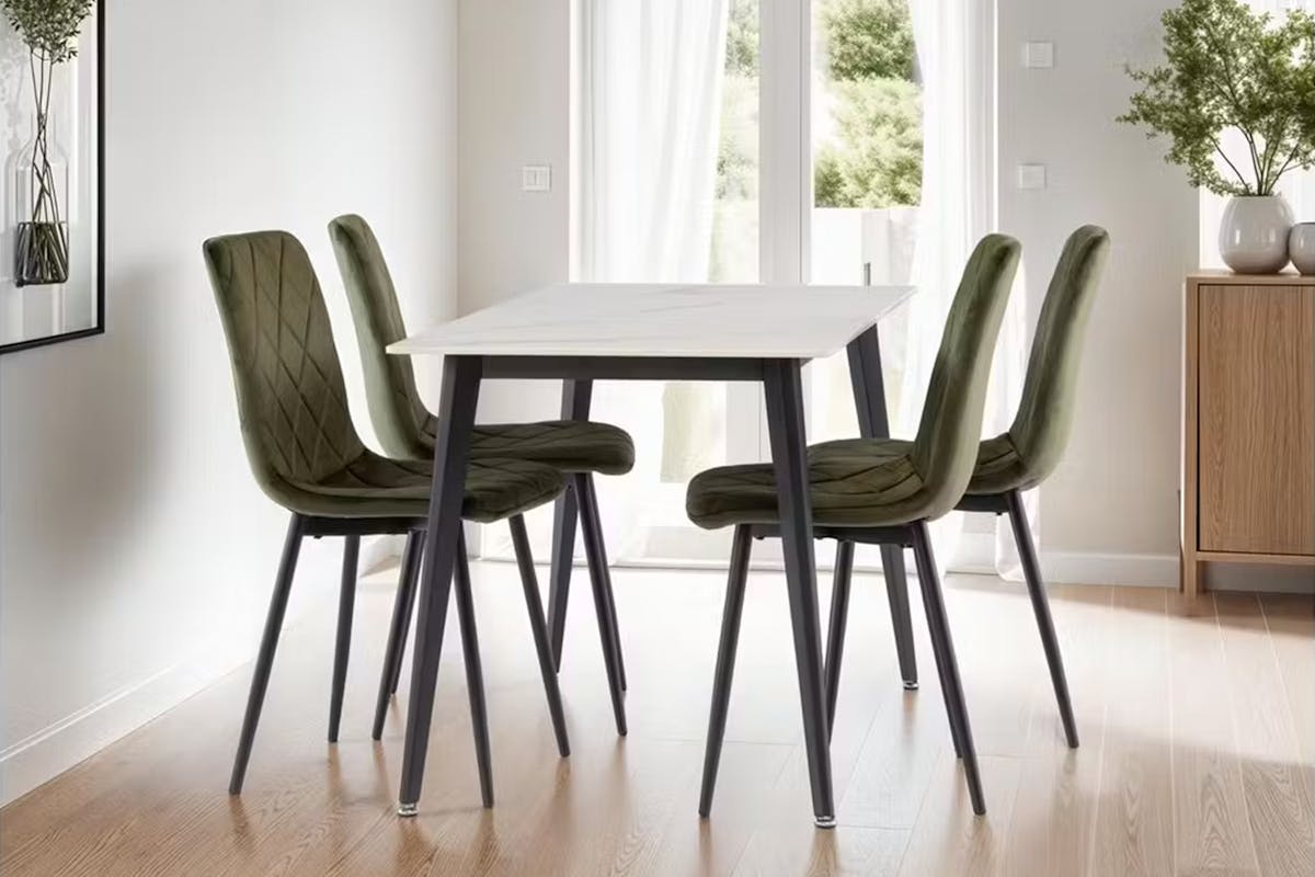 Bella Dining Chairs | Velvet | Green | Set of 2-2