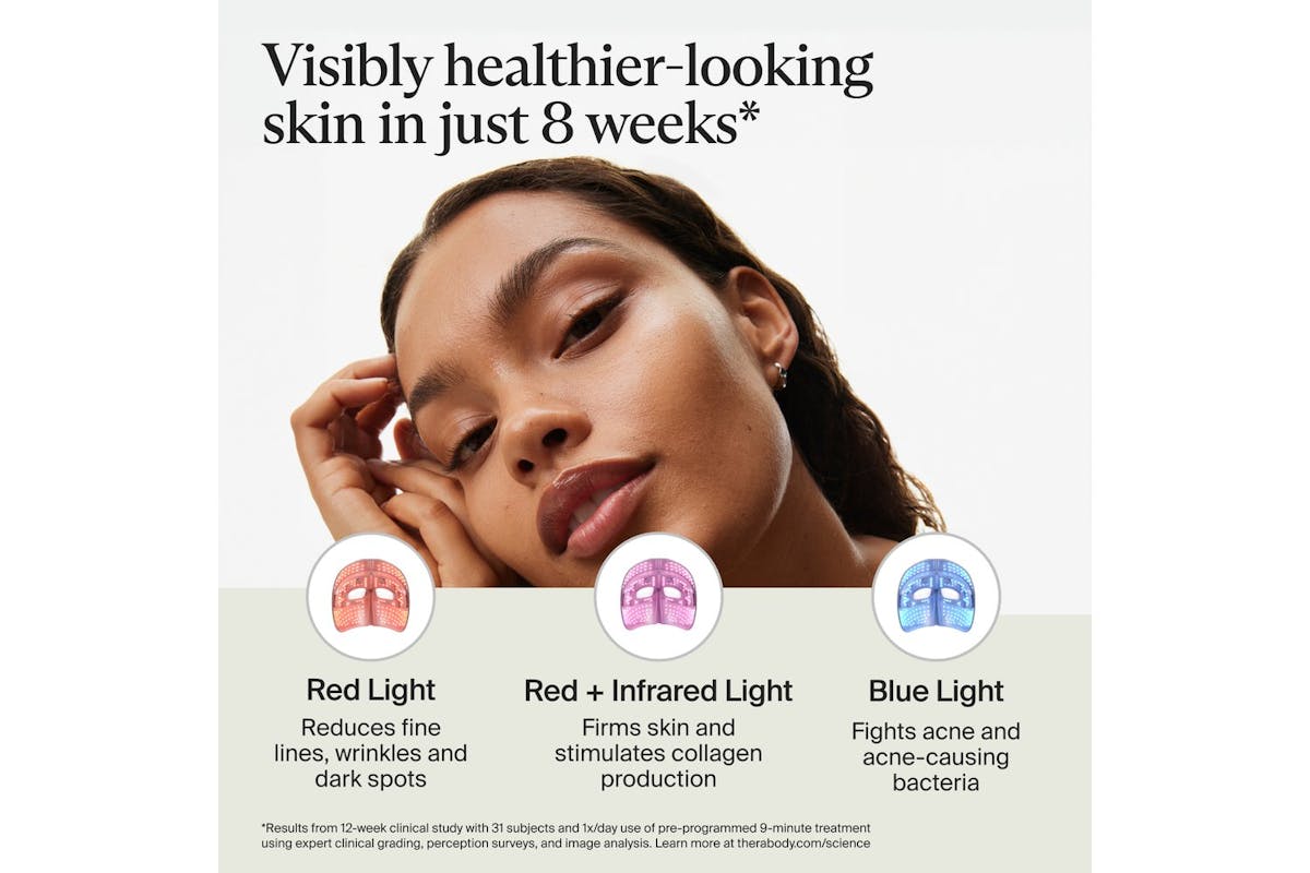 Therabody TheraFace Mask Glo - Cordless LED Skincare Mask with Relaxing Massage | TF0004349-3A20-3