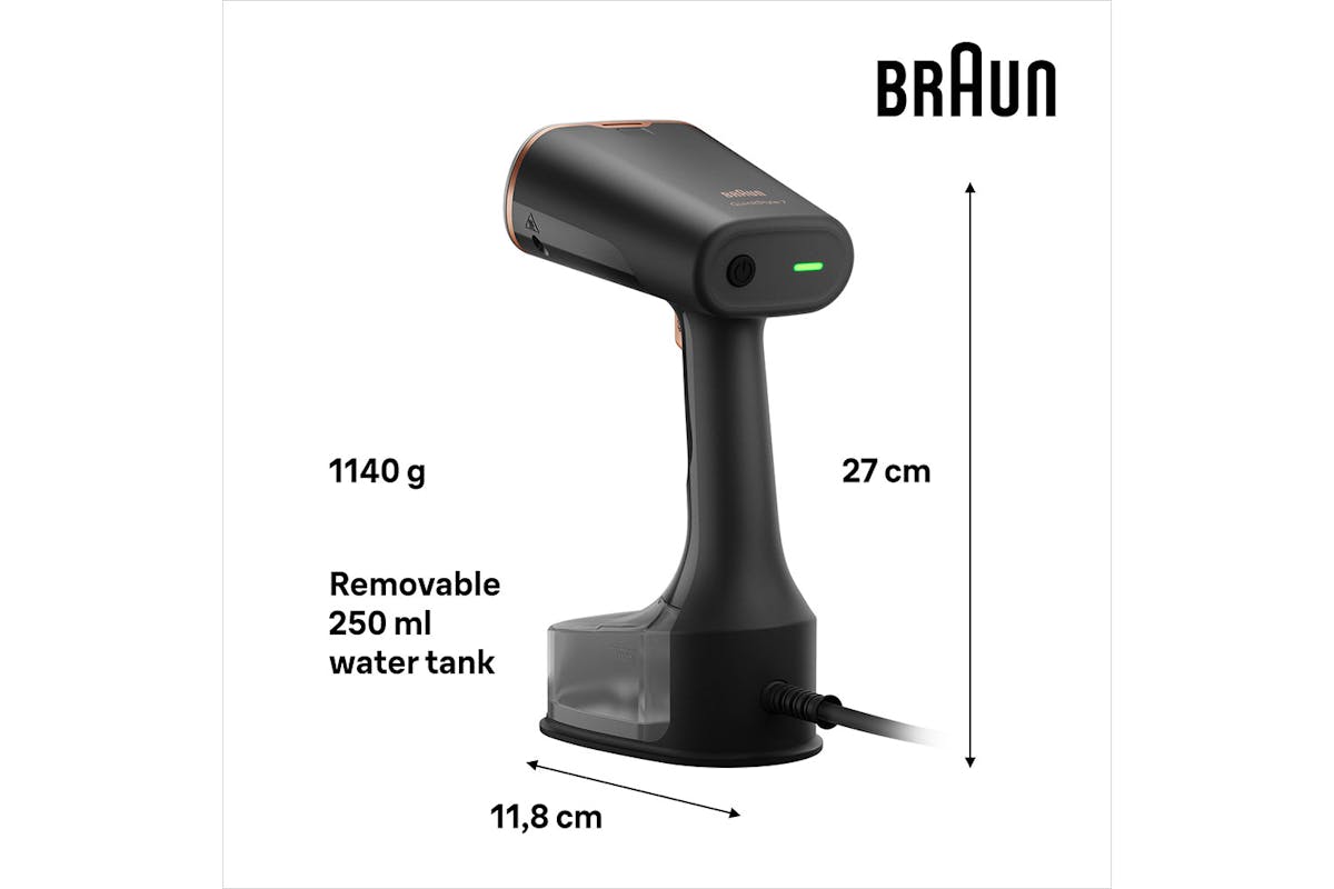 Braun 1600W QuickStyle 7 Handheld Garment Steamer | GS7077BK | Black/Copper-2