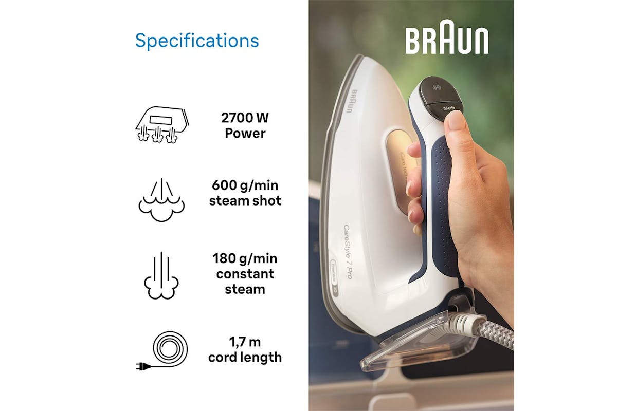 Braun 2400W CareStyle 7 Pro Steam Generator Iron | IS7282BL | Blue-4