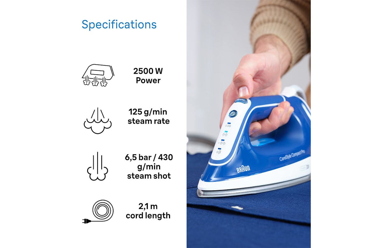 Braun 2400W CareStyle Compact Pro Steam Iron | IS2565BL | Blue-4