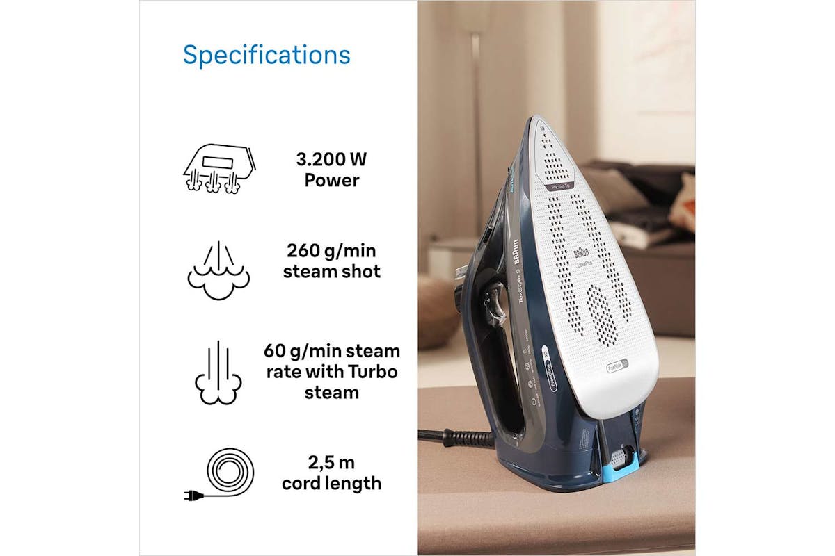 Braun 3200W TexStyle 9 Steam Iron | SI9682DB | Blue-4