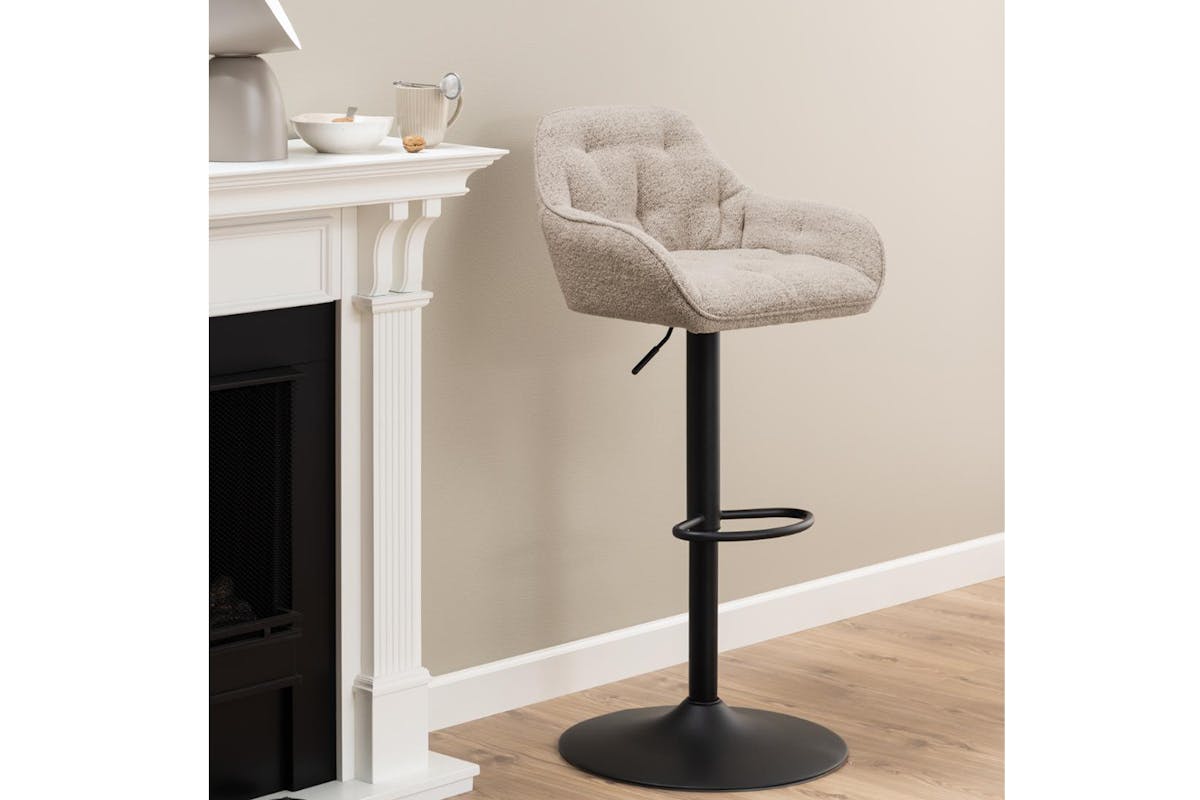 Brooke Counter Stool | Swivel | Fabric | Beige-2