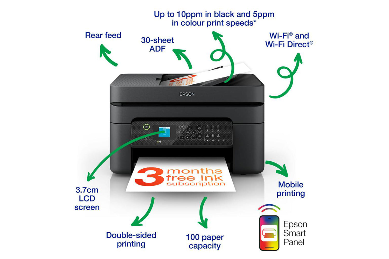 Epson WorkForce WF-2930DWF All-in-One Multifunction Printer | Black-4