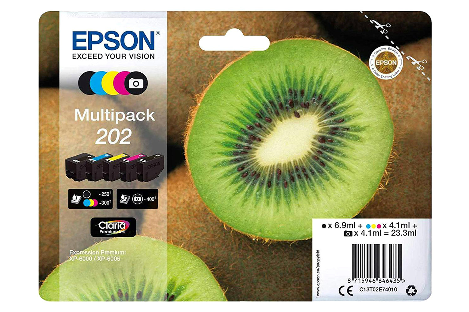 Epson 202 Kiwi Claria Premium Multipack Ink Cartridge | 5 Colours