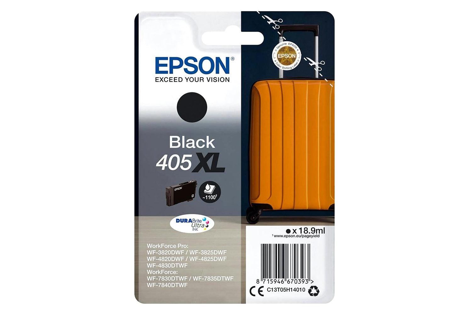 Epson 405XL Suitcase Durabrite Ultra Single Ink | Black