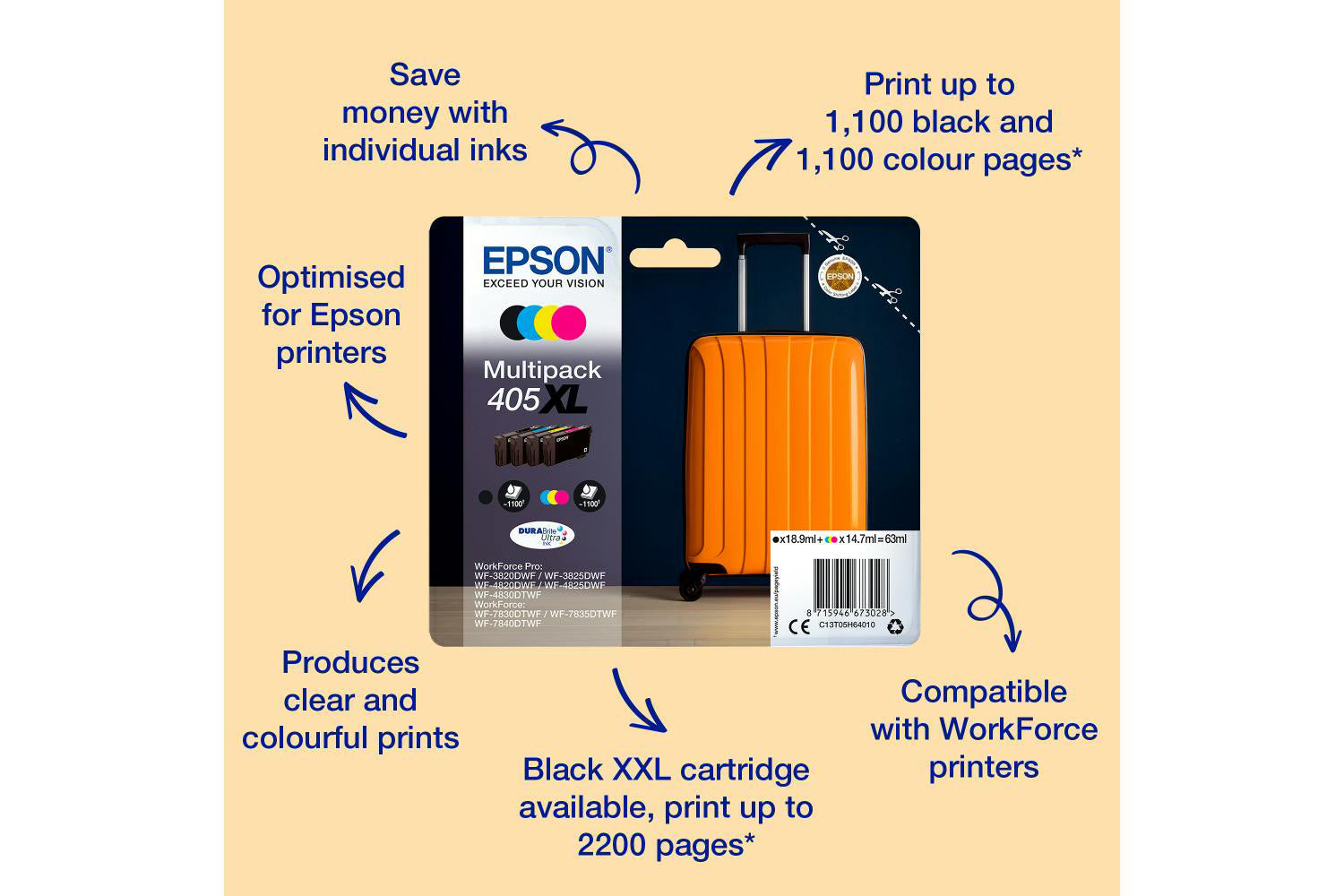 Epson 405XL Suitcase Durabrite Ultra Multipack Ink | 4 Colours-2