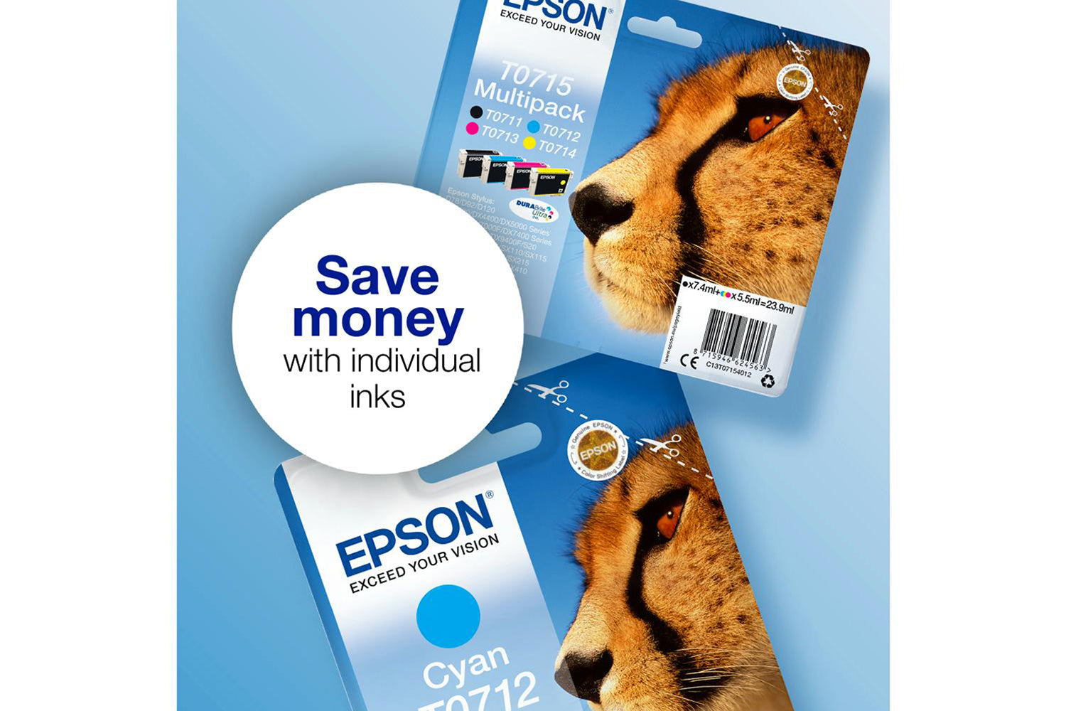 Epson T0715 Cheetah Durabrite Ultra Ink Cartridge | Multipack | 4-Colours-4