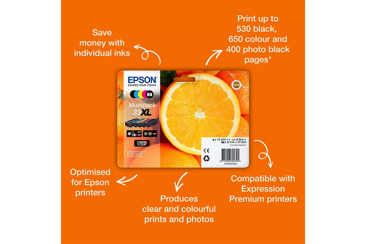 Epson 33 Oranges Single Claria Premium Ink | Black-3