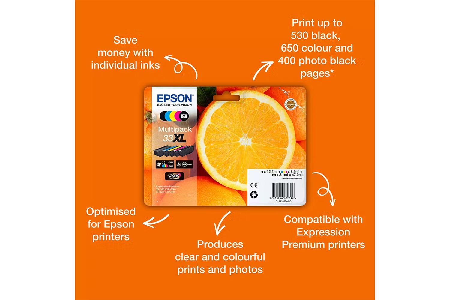 Epson 33 Oranges Claria Premium Ink Cartridge | Multipack | 5 Colours-5
